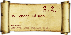 Hollender Kálmán névjegykártya